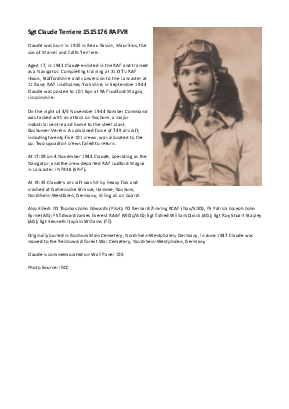 A preview of a PDF biography for Terrière, Claude